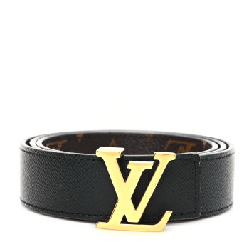 LOUIS VUITTON Calfskin Monogram 30mm LV Initiales Reversible Belt 75 30 Black