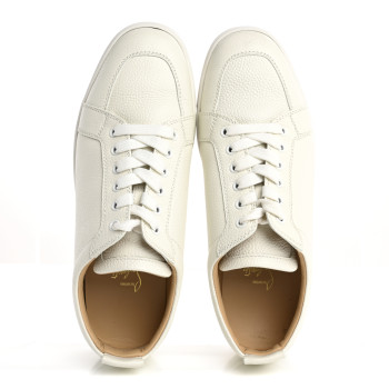 CHRISTIAN LOUBOUTIN Grained Calfskin Rantulow Flat Sneakers 42 Latte