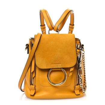 CHLOE Suede Calfskin Mini Faye Backpack Dusty Yellow