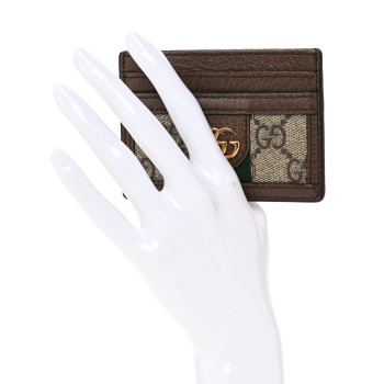 GUCCI GG Supreme Monogram Ophidia Card Holder Brown