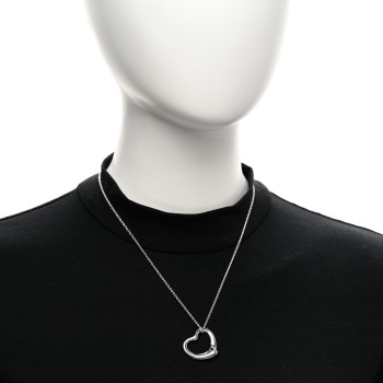 TIFFANY Sterling Silver 27mm Elsa Peretti Open Heart Pendant Necklace
