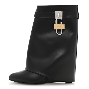 GIVENCHY Calfskin Shark Lock Ankle Boots 40 Black