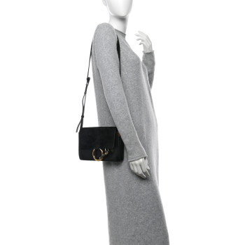 CHLOE Suede Calfskin Small Faye Shoulder Bag Black