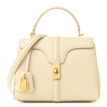 CELINE Satinated Calfskin Small 16 Top Handle Bag Limestone