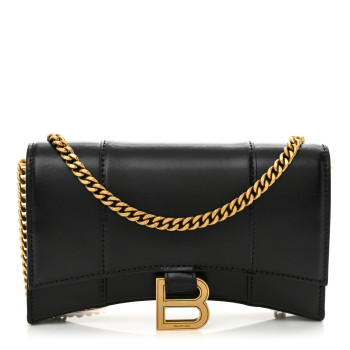 BALENCIAGA Shiny Box Calfskin Hourglass Chain Bag Black