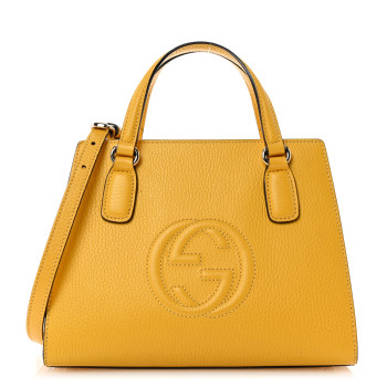 GUCCI Dollar Calfskin Medium Soho Top Handle Satchel Yellow