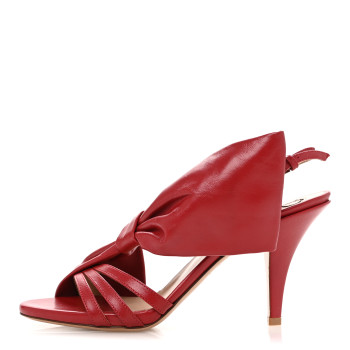 VALENTINO GARAVANI Calfskin Bow Heels 37.5 Rosso