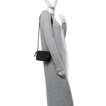 CHANEL Aged Calfskin Quilted Small Gabrielle Clutch With Chain Black