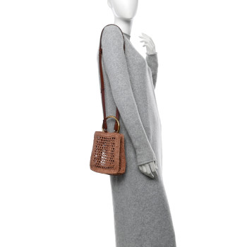 CHLOE Calfskin Raffia Banana Mini Tote Summery Beige