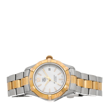 TAG HEUER Stainless Steel 18K Yellow Gold Mother of Pearl 27mm Aquaracer Quartz Watch WAF1424
