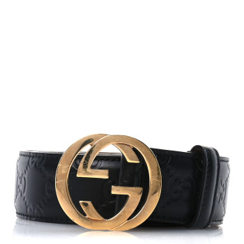GUCCI Guccissima Signature Interlocking G 37mm Belt 115 46 Black