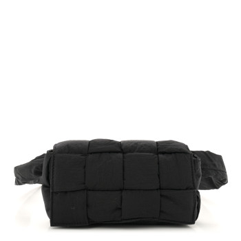 BOTTEGA VENETA Nylon Intrecciato Padded Tech Mini Cassette Belt Bag Black