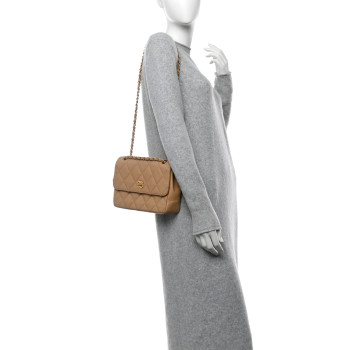 CHANEL Calfskin Quilted Medium Wild Stitch Flap Beige