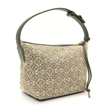 LOEWE Jacquard Anagram Calfskin Small Cubi Bag Avocado Green
