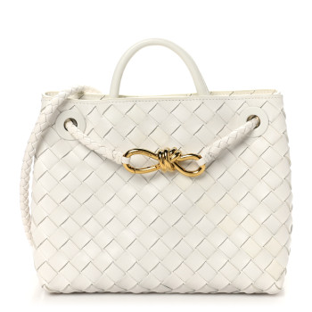 BOTTEGA VENETA Nappa Intrecciato Small Andiamo Shoulder Bag White