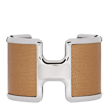 HERMES Metallic Chevre Chamkilight Olympe Cuff Bracelet Dore