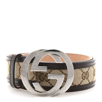 GUCCI Monogram Interlocking G Belt 80 32 Dark Brown