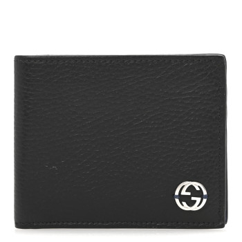 GUCCI Dollar Calfskin Bi-Color Interlocking G Bi-Fold Wallet Black Caspian