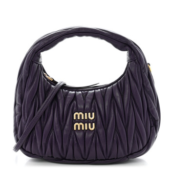 MIU MIU Nappa Matelasse Small Wander Hobo Viola