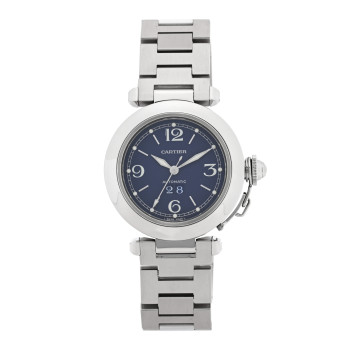 CARTIER Stainless Steel 35mm Pasha C Big Date Automatic Watch Blue