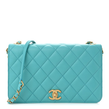 CHANEL Calfskin Quilted Medium Everyday Chic Single Flap Turquoise