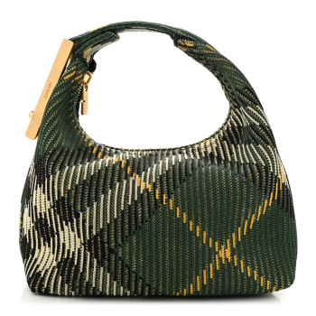 BURBERRY Canvas Knitted Check Mini Peg Duffle Bag Ivy