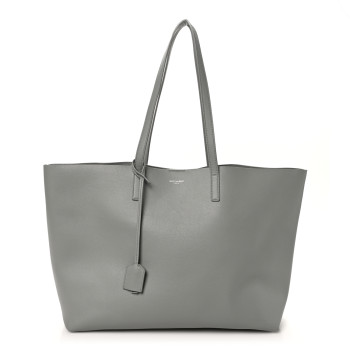 SAINT LAURENT Calfskin Large Shopping Tote New Stone Grey