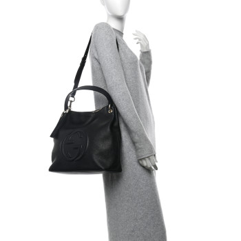 GUCCI Pebbled Calfskin Large Soho Hobo Black