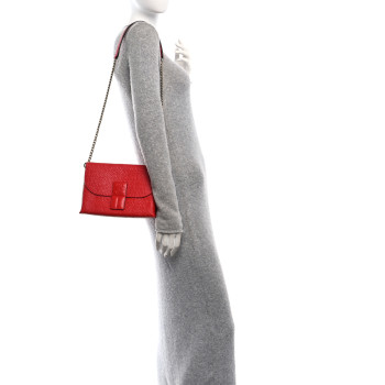 LOEWE Goatskin Embossed Avenue Shoulder Bag Red