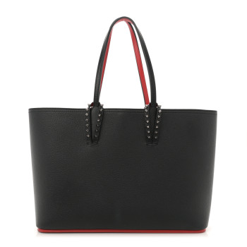 CHRISTIAN LOUBOUTIN Calfskin Empire Spikes Small East West Cabata Tote Black