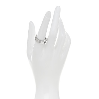 CARTIER 18K White Gold 3 Diamond 5.5mm LOVE Ring 56 7.75