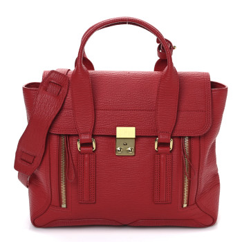 3.1 PHILLIP LIM Textured Calfskin Medium Pashli Satchel Red