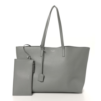 SAINT LAURENT Calfskin Large Shopping Tote New Stone Grey