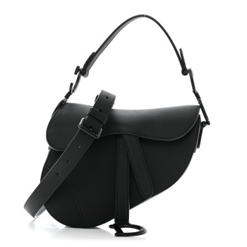 CHRISTIAN DIOR Ultra Matte Calfskin Mini Saddle Bag With Strap Black