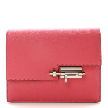 HERMES Chevre Mysore Verrou Clutch Rose Lipstick