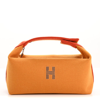 HERMES Canvas Small Bride-A-Brac Pouch Ocre