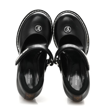 LOUIS VUITTON Calfskin Star Trail Ankle Pumps 37 Black