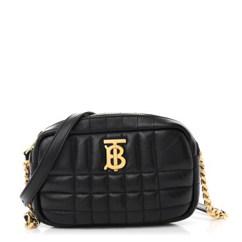BURBERRY Calfskin Quilted Small Lola Camera Bag Black