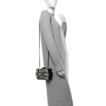 CHANEL Plexiglass Barcode Boy Brick Lego Clutch Black