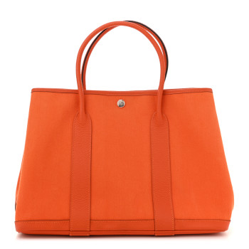 HERMES Toile Negonda Garden Party Tote 36 MM Orange
