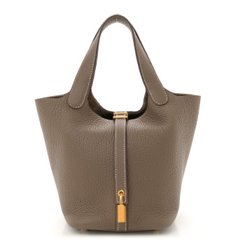HERMES Taurillon Clemence Picotin Lock 18 PM Etoupe