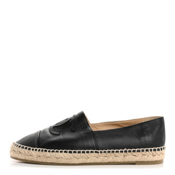 CHANEL Lambskin CC Espadrilles 40 Black
