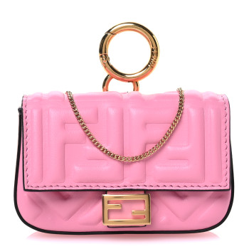 FENDI Nappa Matisse FF Embossed Nano Baguette Charm Lollypop