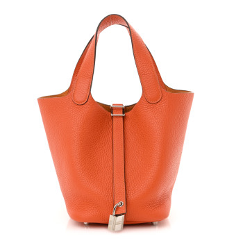 HERMES Taurillon Clemence Picotin Lock 18 PM Orange Poppy