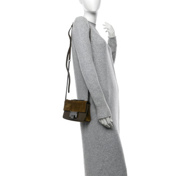JIMMY CHOO Suede Patent Mini Rebel Crossbody Brown