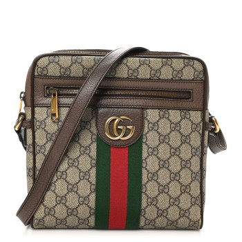 GUCCI GG Supreme Monogram Web Small Ophidia Messenger Bag Brown