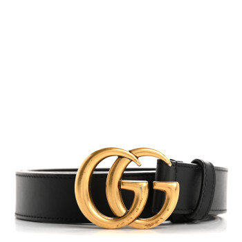 GUCCI Calfskin Double G 30mm Belt 80 32 Black