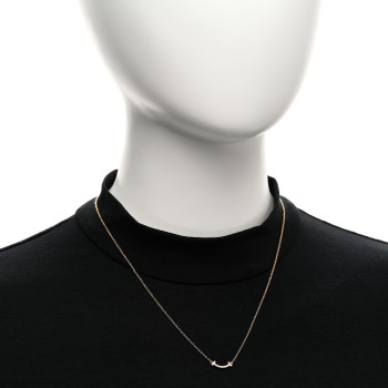 TIFFANY 18K Rose Gold Diamond Mini T Smile Pendant Necklace