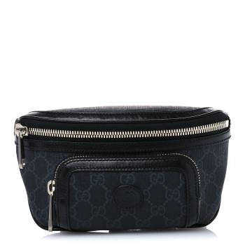GUCCI GG Supreme Monogram Textured Calfskin Retro Interlocking G Belt Bag Black