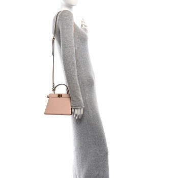 FENDI Shiny Nappa Plexiglass Petite Peekaboo I SEE U Satchel Light Rose